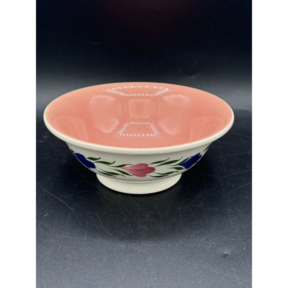 Vintage Syracuse China Bowl Pink Blue Floral 1-66 USA Cottagecore Replacement
